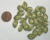 25 14x9mm Olive with Gold Wavy Leaf